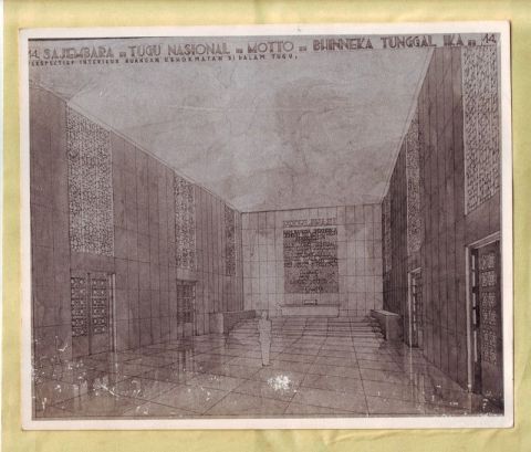 Perspektif Interior Ruang Kehormatan dalam Tugu Nasional Motto Bhineka Tunggal Ika