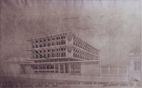 Rentjana Pendahuluan Gedung Bank Negara Indonesia Tjabang Palembang. Perseel Dj. Tengkuruk Palembang. (Gambar 5)