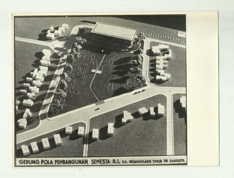 Rentjana Gedung Pola Pembangunan Semesta R.I. di Perseel Gedung Proklamasi Kemerdekaan R.I. Djalan Pegangsaan Timur no.56 Djakarta Skala 1:500