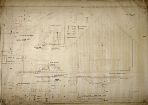 Rencana Langgatan untuk Gereja H.K.B.P. Jalan Hang Lengku. Kebayoran Baru Jakarta. Skala 1A20. Detail2 [Skala] 1A2 dan [Skala] 1A1