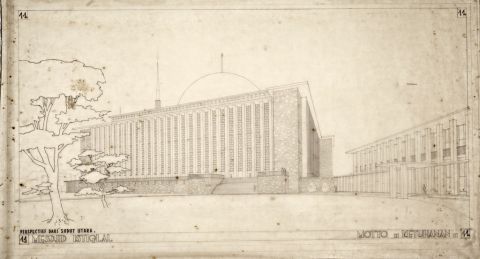 Masjid Istiqlal Motto Ketuhanan - Perspektif dari Sudut Utara Masjid Istiqlal (gambar 11)