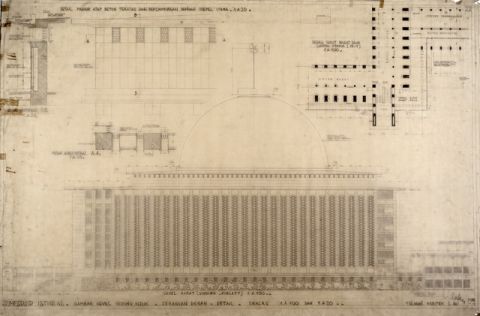 #07 Mesdjid Istiqlal. Gambar Denah Lantai ke-5 Teratas Gedung Induk [skala] 1A100