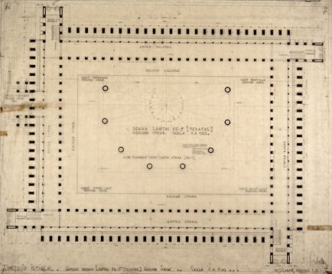 #07 Mesdjid Istiqlal. Gambar Denah Lantai ke-5 Teratas Gedung Induk [skala] 1A100