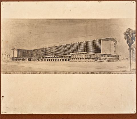 Rentjana Gedung Pemusatan Djawatan2/Instansi2 Kementerian Keuangan Dj Djogja Medan.