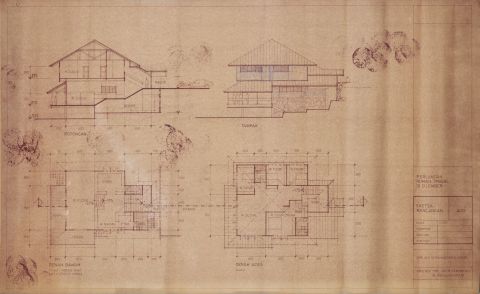 Sketsa Rancangan Denah, Tampak, dan Potongan Rumah Tinggal Cilember