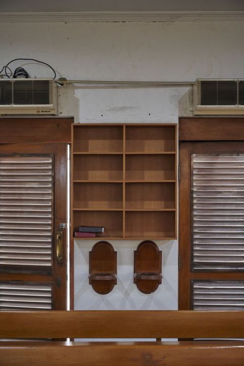 Furniture dibalik pintu masuk Gereja Maria Bunda Perantara